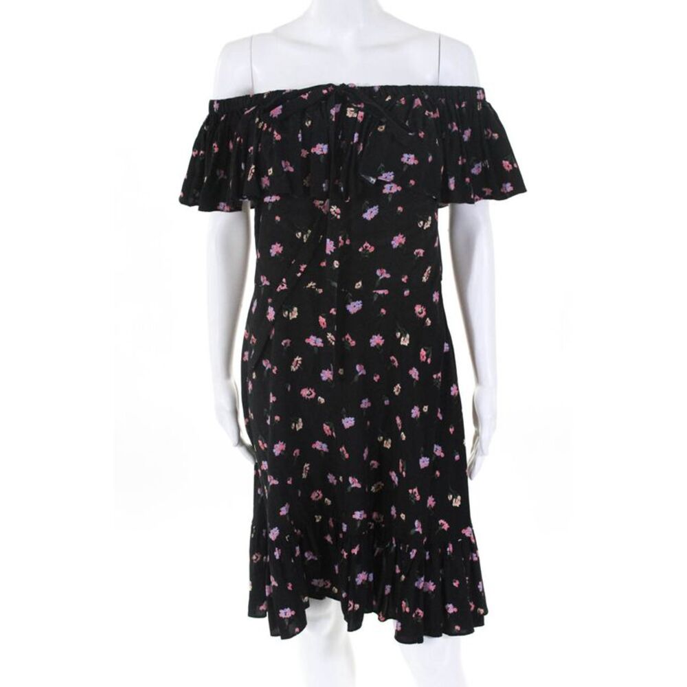 Jill Jill Stuart Womens Floral Laura Off Shoulder Dress Black Size 10 11124977